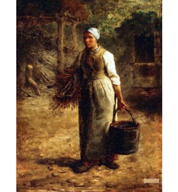 Woman Carrying Firewood And A Pail c1858 60