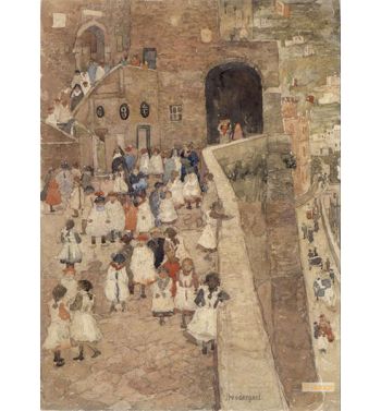 Courtyard Scene, Siena