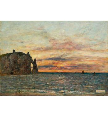 Etretat La Falaise D'Aval Au Soleil Couchant