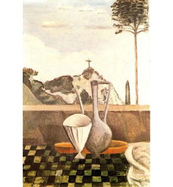 The Still Life In Front Of Cross On Top Of The Mountain