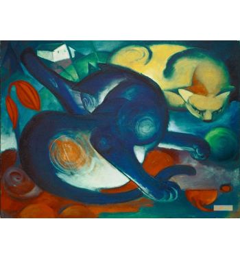 Two Cats, Blue And Yellow