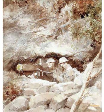 Two Soldiers with Machine Gun