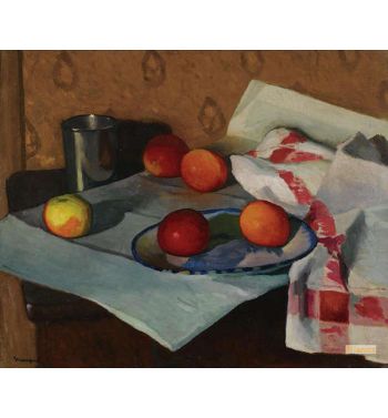 Still Life With A Towel Edged With Red