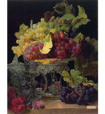 Red And White Grapes With Silver Tableware 1841