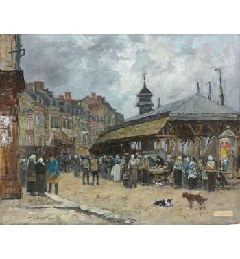 Market At Trouville; Marche A Trouville 1878