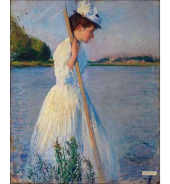 Woman Standing With An Oar