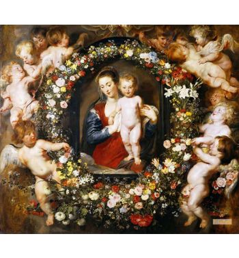 Madonna On Floral Wreath