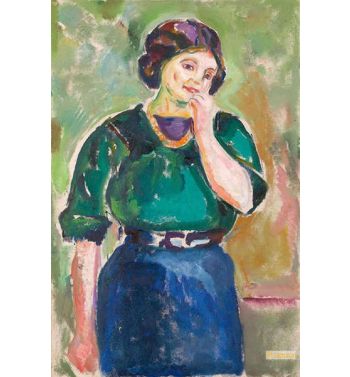 Model In Green And Blue, 1910S