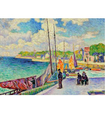 Small Port, Fishermen And Boats At The Dock