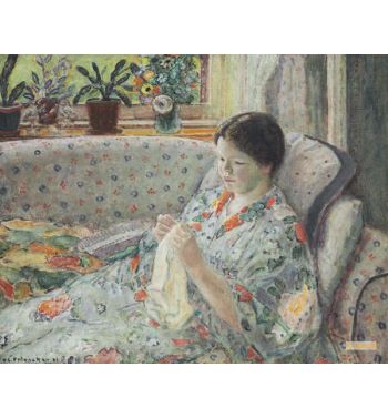 Girl Sewing The Chinese Robe