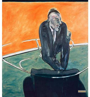Seated Man Orange Background