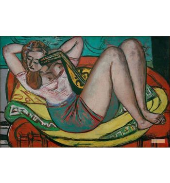 Woman With Mandolin In Yellow And Red