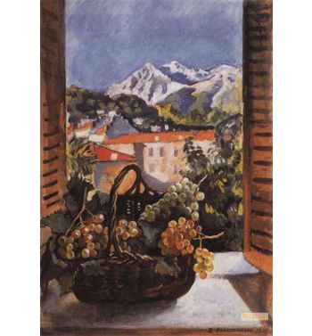 Basket With Grapes On The Window 1931