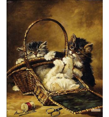 Three Kittens Playing In A Sewing Basket