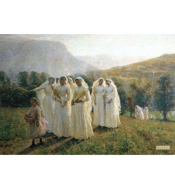 Young Women Going To A Procession