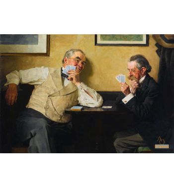 Two Old Gents Playing Cards
