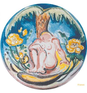 Fauve Design Of Female Nude Under Palm Tree