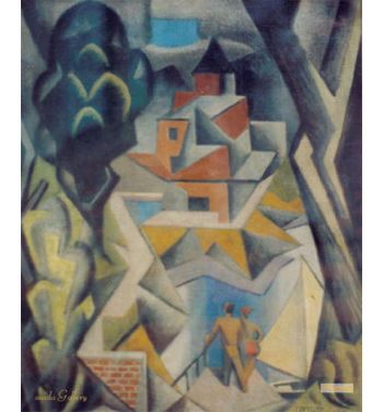 Village Church And Two Characters 1913