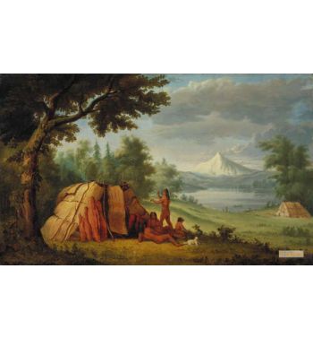 Chinook Indians In Front Of Mount Hood