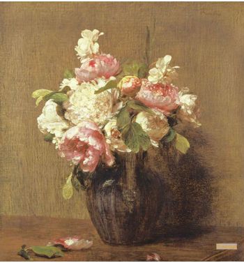 White And Pink Peonies, Daffodils