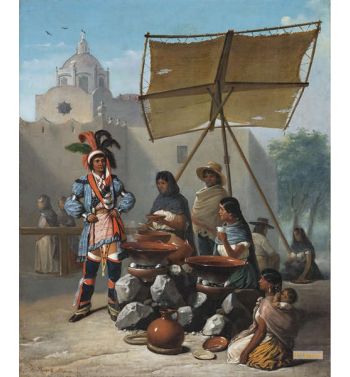 Indio Con Traje De Gala En Puesto De Comida