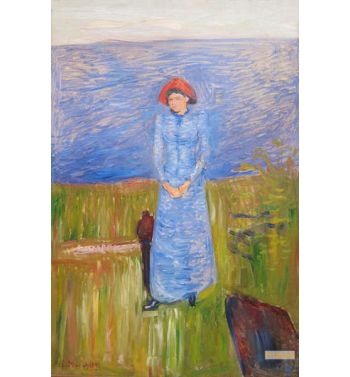 Woman In Blue Against Blue Water 1891