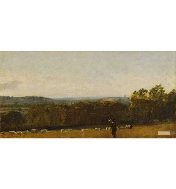 A Shepherd In A Landscape Looking Across Dedham Vale Towards Langham