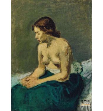 Seated Nude Draped in a Green Cloth