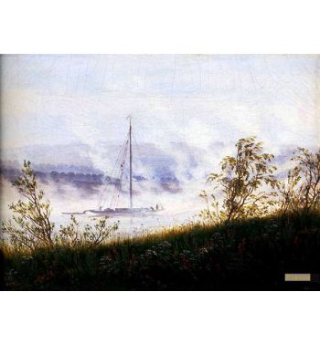 Boat On The Elbe Morning In The Fog