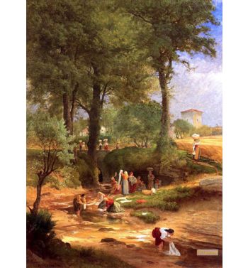 Washing Day Near Perugia Italy 1873
