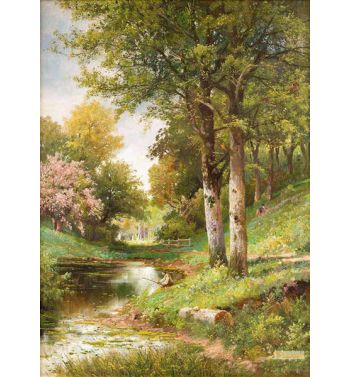 Angler in Waldlandschaft