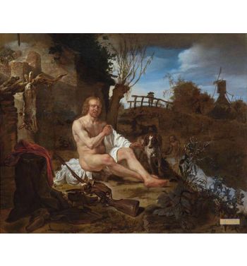 Hunter Getting Dressed After Bathing 1654 56