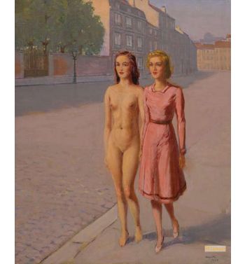 Untitled Two Girls Walking Along A Street