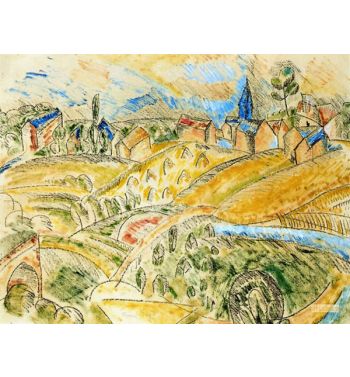 Cubist Landscape With Haystacks