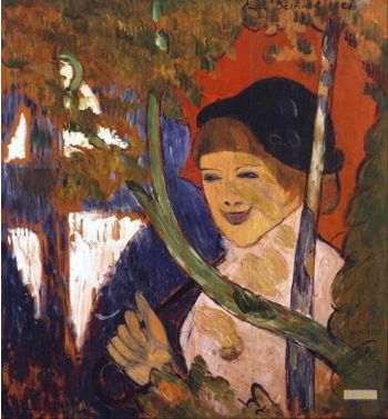 Breton Girl With A Red Umbrella