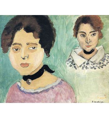 Double Portrait Of Marguerite On A Green Background