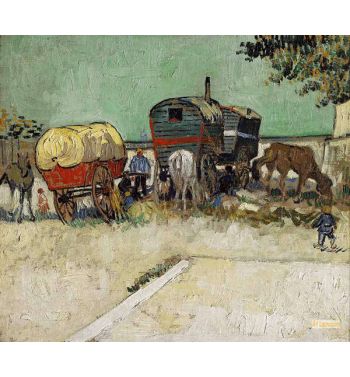 Encampment Of Gypsies With Caravans