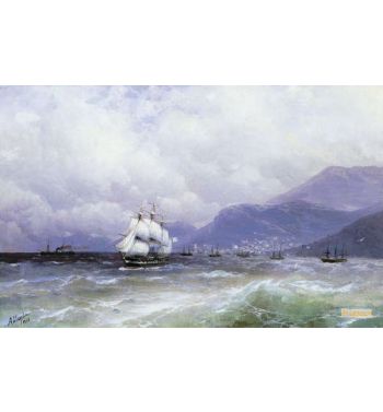 A Coastal Landscape With Shipping Off Trebizond 1888