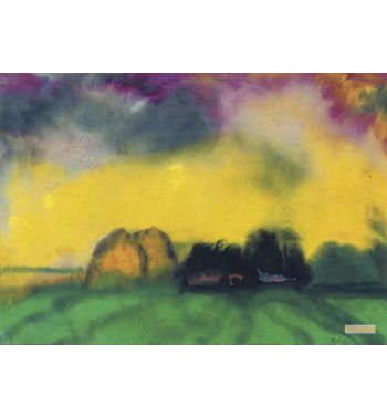 Landscape With Two Haystacks