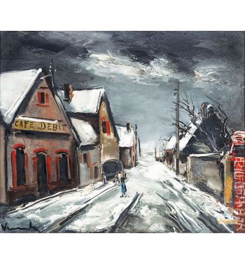 Village Street Under The Snow