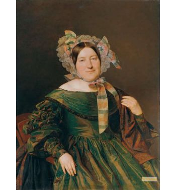 Woman In Green Dress With Salmon Red Iridescence