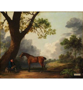 The Third Duke Of Dorset's Hunter With A Groom And A Dog