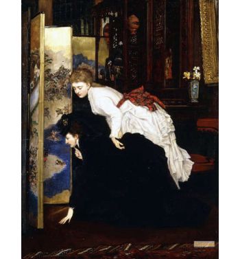 Young Women Looking At Japanese Objects c1869 1870