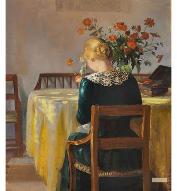 Interior With The Painter's Daughter Helga Sewing