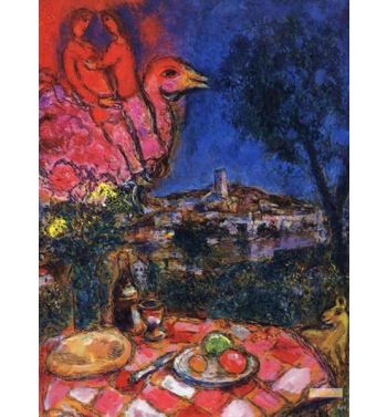 Laid Table With View Of Saint Paul De Vance 1968