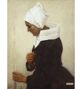 Peasant Woman Holding A Taper C1869
