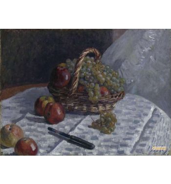Apples And Grapes In A Basket c1880 81