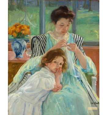 Young Mother Sewing 1900