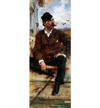 Portrait Of The Painter Cristiano Banti Wearing A Plaid Hat