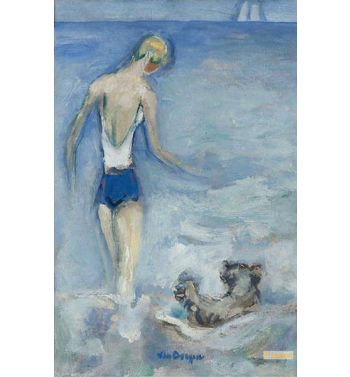 The Baton And His Dog In The Waves